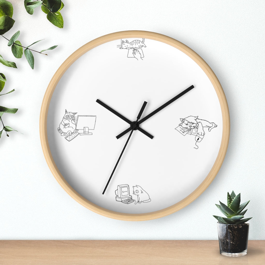 Tired Work From Home Cats Wall Clock