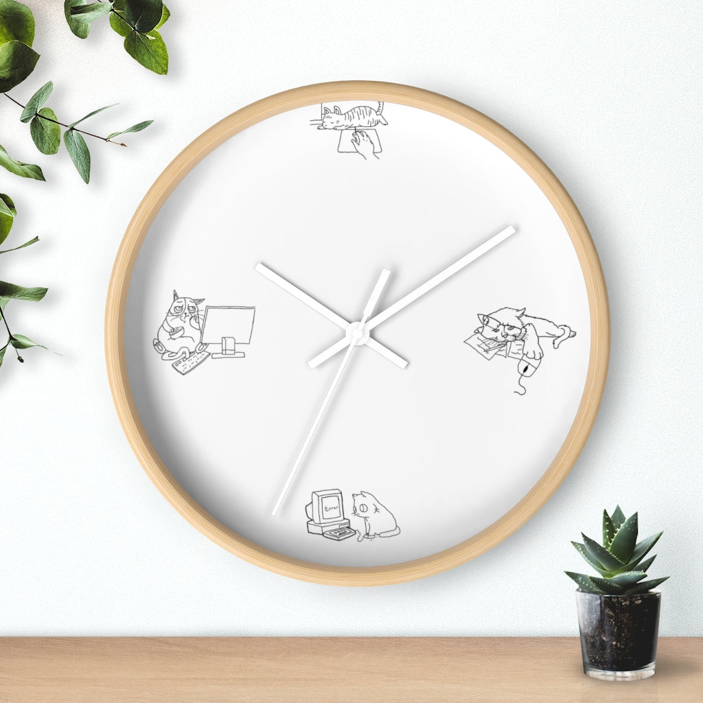 Tired Work From Home Cats Wall Clock