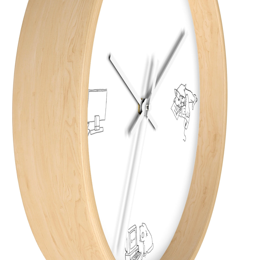 Tired Work From Home Cats Wall Clock