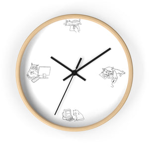 Tired Work From Home Cats Wall Clock