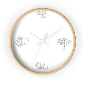 Tired Work From Home Cats Wall Clock